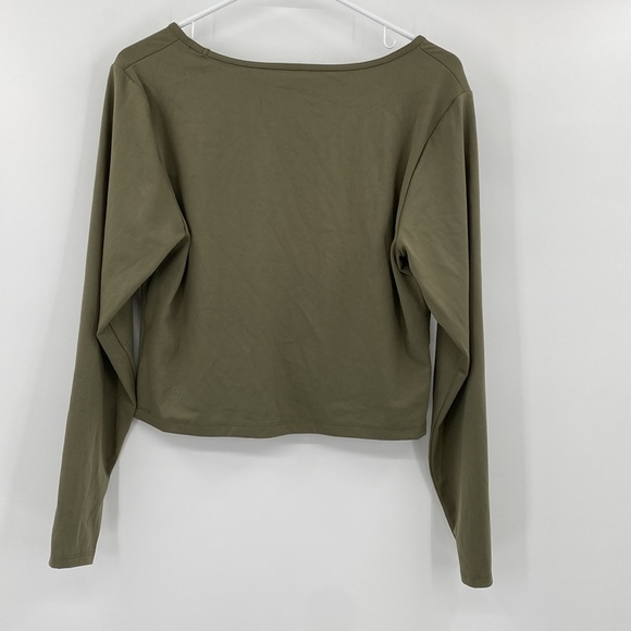 All in Motion Moss Green Flex Shirred Cropped Long Sleeve T- Shirt Size XL - Picture 4 of 9